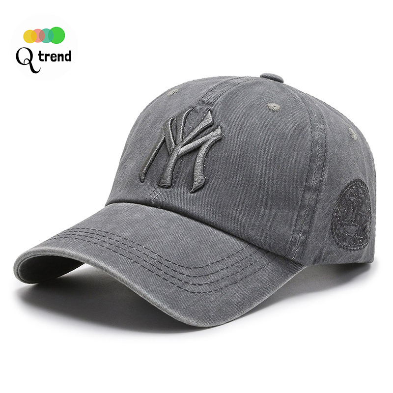 Q Trend 【สินค้าใหม่】Caps หมวกแก๊ป หมวกวินเทจ หมวกเเก๊ปชาย ปักลายนวน หมวกทรงสปอร์ต ปักตัวอักษร หมวกกันแดด รุ่น MY01