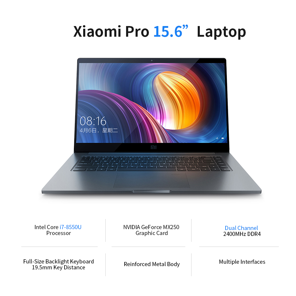 Lazada Philippines - Xiaomi Pro 15.6  i7-8550U 16GB 256G GeForce MX250 2G Notebook 2400MHz DDR4 Dual Channel Narrrow Bezel Laptop PC Fingerprint Unlock Touch Pad
