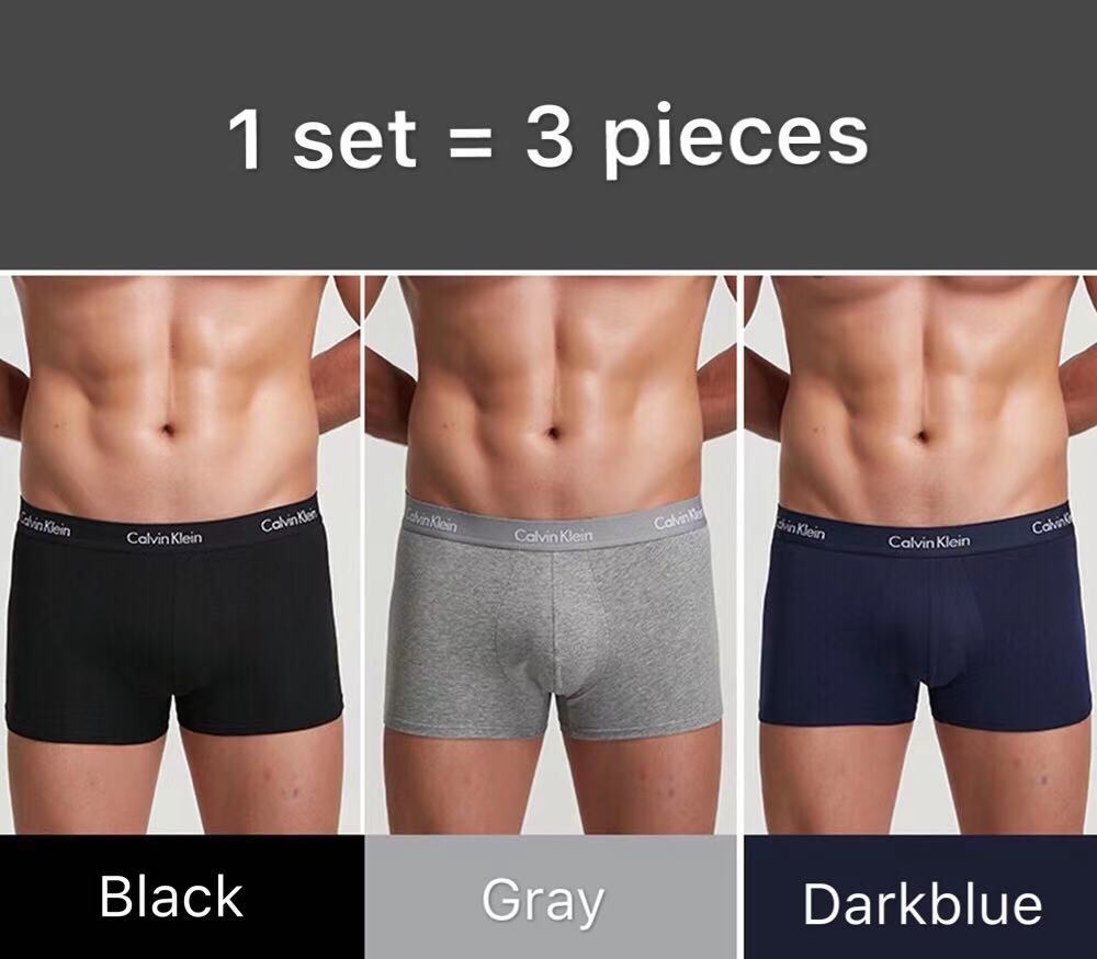 (1เซตมี 3ตัว)  กางเกงในชาย Men’s underwear boxer/Trunks ผ้านิ่ม cotton (ไม่มีกล่องแพ็คกิ้ง)