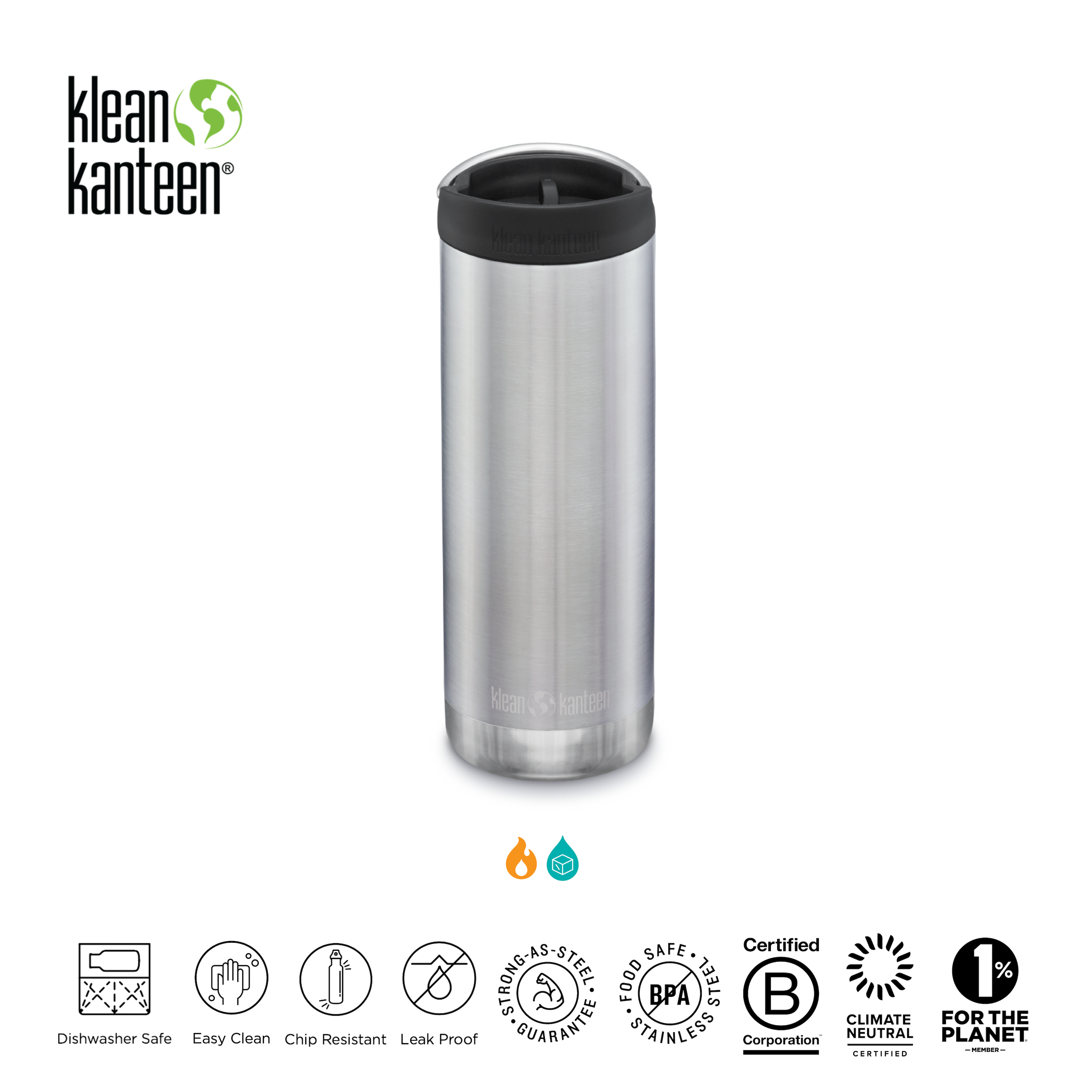 Klean Kanteen Insulated Bottles TKWide-2021 16oz with Cafe Cap