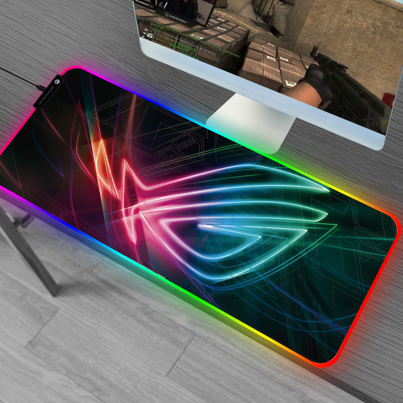 SOVAWIN แผ่นรองเมาส์ RGB แผ่นรองเมาส์สำหรับเล่นเกมดีไซน์มังกรแดง 800x300x4MM