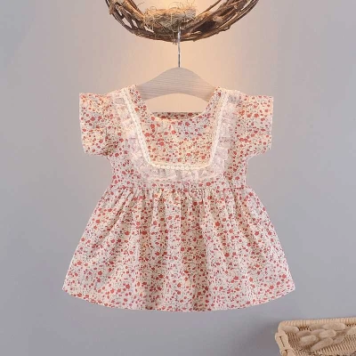 Baby girl dressเสื้อผ้าเด็กผู้หญิงกระโปรงแขนสั้นผ้าบางเย็นสวมใส่สบายชุดดอกไม้กระโปรงน่ารัก0~1~2~3ปี (2)