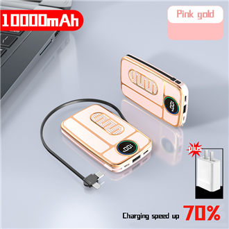 Power Bank ความจุ10000 mah มีสายในตัวใช้งานได้ทุกรุ่น เพาเวอร์แบงค์ ขนาดเล็กบางเบา พกพาสะดวก เพาเวอร์แบงค์พกขึ้นเครื่องได้