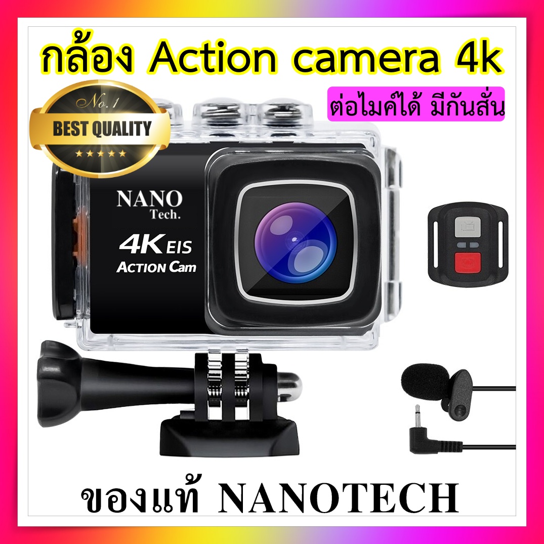 ขายดีที่สุดมากกว่า 1แสนชิ้น Nanotech 2021 กล้องกันน้ำ ถ่ายใต้น้ำ พร้อมรีโมท Sport camera Action camera 4K Ultra HD waterproof WIFI FREE Remote BLACK - 1350 4K จริงแน่นอน