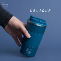 Oblique Coffee Mug แก้วลายเฉียง แก้วเก็บเย็น เก็บร้อน เก็บอุณหภูมิ รุ่นใหม่ล่าสุด สแตนเลส304 เคลือบสีกันรอย มีซิลิโคนกันลื่น และยางดูดโต๊ะ