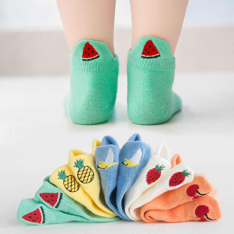 Babyonline(Y129)M3ชุดเซ็ตถุงเท้าสำหรับเด็กมี5คู่5สี5ลายผ้าCotton