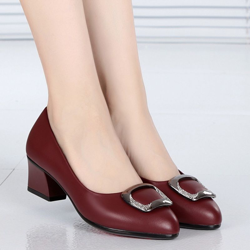 Small leather shoes with the new spring and summer female soft leather shoes thick with shallow mouth joker mother soft leather shoes with women
