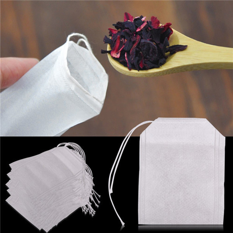 Greenwind zhangxin1 100 pcs túi trà rỗng túi lọc dây rút giấy lọc thảo mộc túi trà 5.5x7 cm