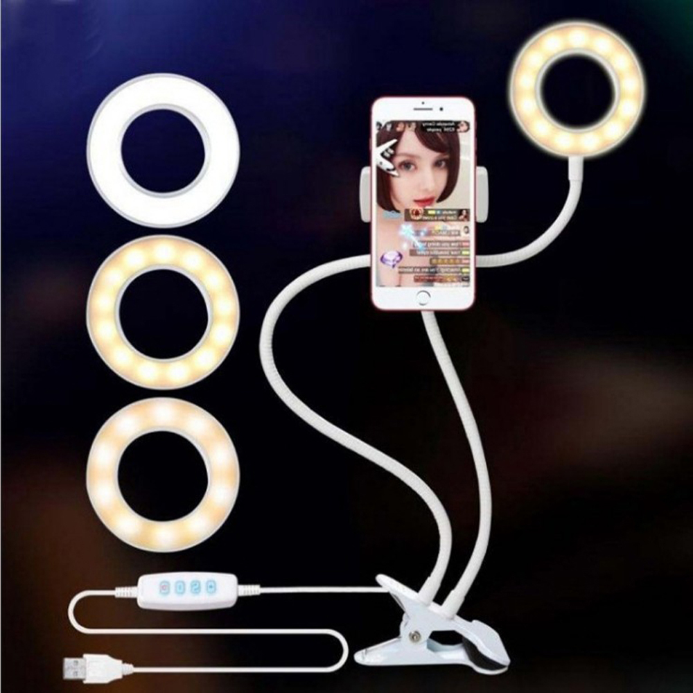 PAOLIAN Multi-Function Universal Lazy Bracket โคมไฟตั้งโต๊ะห้องครัวที่วางโทรศัพท์ Selfie แหวนไฟยืดหยุ่นไฟ LED