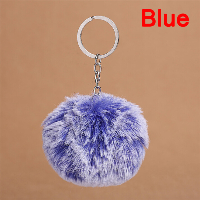 Gaoba mới 2017 lông thỏ giả Pom-Pom Móc Chìa Khóa Charm Gắn Túi lông xù mịn bóng Keyring