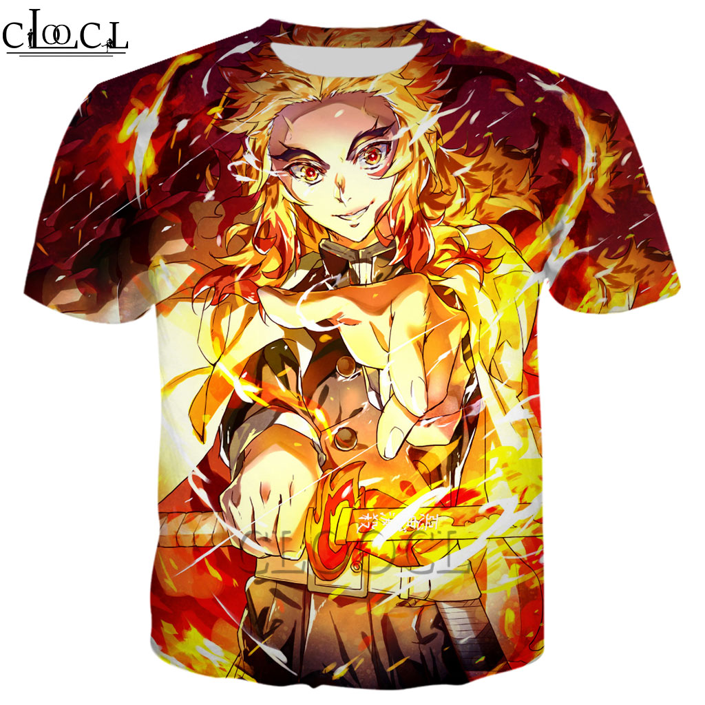 Anime Demon Slayer T Shirt Kimetsu No Yaiba T-Shirt Rengoku Kyoujurou Flame  Breathing Fitness Oversized T-shirts Men Streetwear