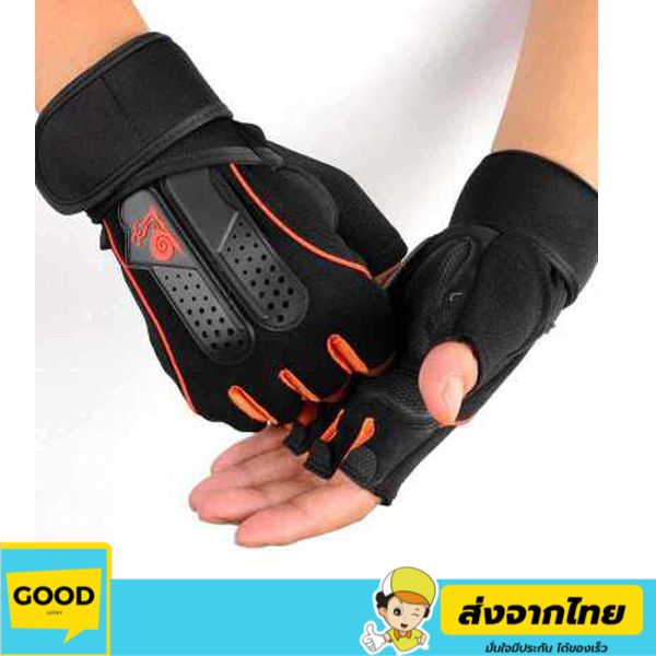 ถุงมือฟิตเนส ใช้ออกกำลังกาย ยกน้ำหนัก มีซับมือด้านในไม่เจ็บเวลายก ถุงมือระบายอากาศได้ดี [ส่งเร็วจากไทย]