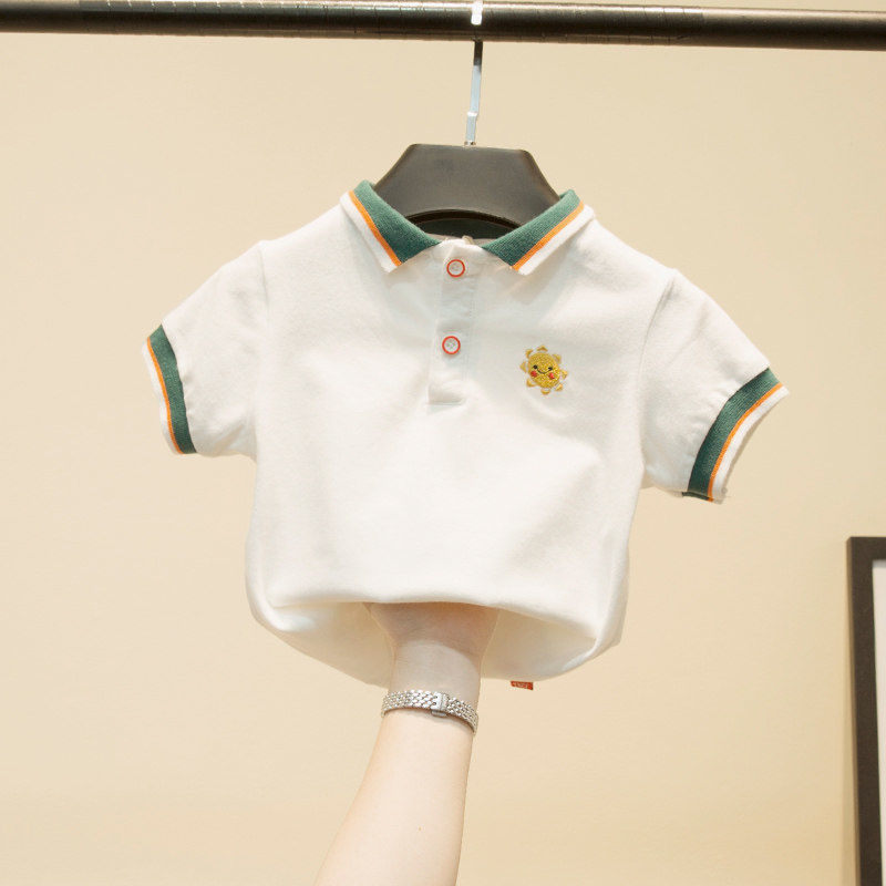 เด็กผ้าฝ้ายแขนสั้นเด็กpoloเสื้อเด็กTเสื้อยืดLapel Summer Whiteเสื้อแขนสั้นเด็กชายTT-เสื้อ-