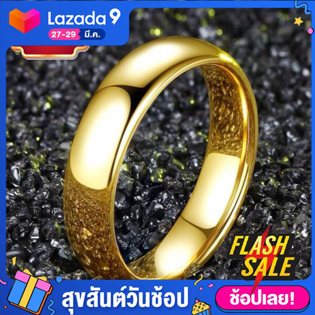 แหวน แหวนเกลี้ยง แหวนแฟชั่น สีทอง แหวนสแตนเลส สตีล แท้ 100% ผิวเงาสวย ดีไซน์แบบเรียบง่าย