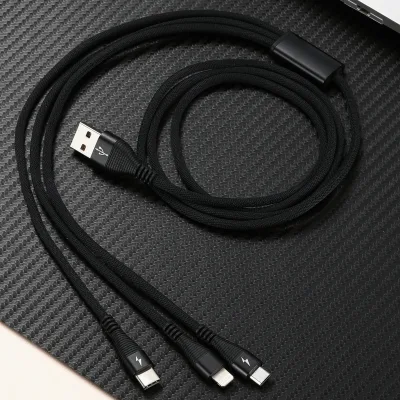 สายชาร์จ 3 in 1 Micro USB/Type C/iPhone Fast Charging Cable USB Cable 3 in 1 สายชาร์จโทรศัพ ชาร์จเร็ว ใช้ได้ทุกรุ่น รับประกัน1ปีเต็ม (1)