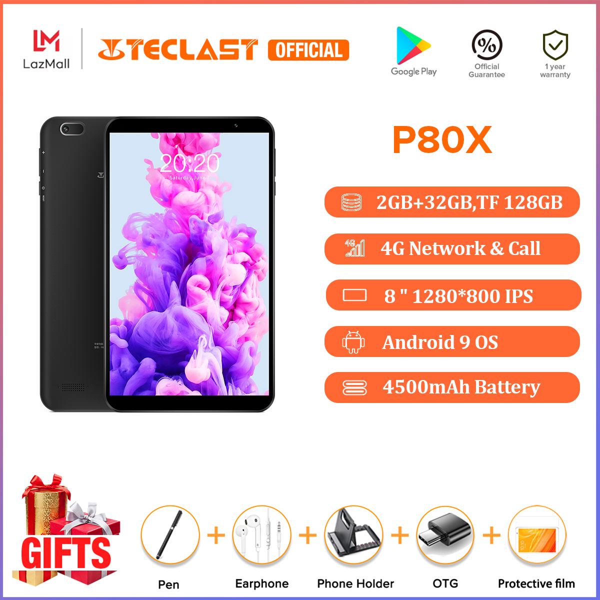 รองรับภาษาไทย?แท็บเล็ตขายดี Teclast P80X 8นิ้ว tablet Android 9 แท็บเล็ต 2/32GB ใส่ซิมได้ รองรับ4G แท็บเล็ต 4200mAh Battary ❗ รับประกัน1ปี