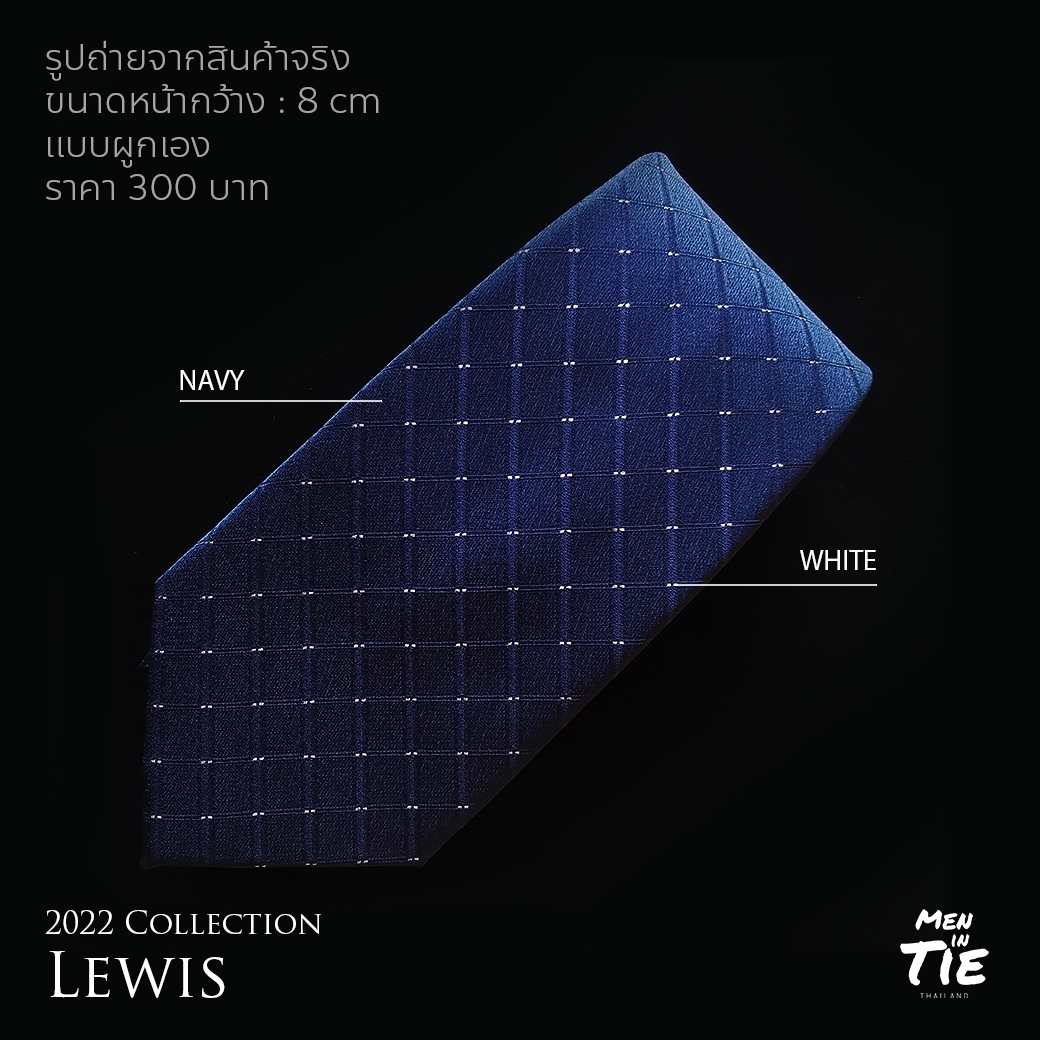 Men in Tie เนคไทแบบผูกเองลายตารางสีกรม หน้ากว้าง 8cm รุ่น LEWIS ราคา 359 บาท*ส่งฟรี