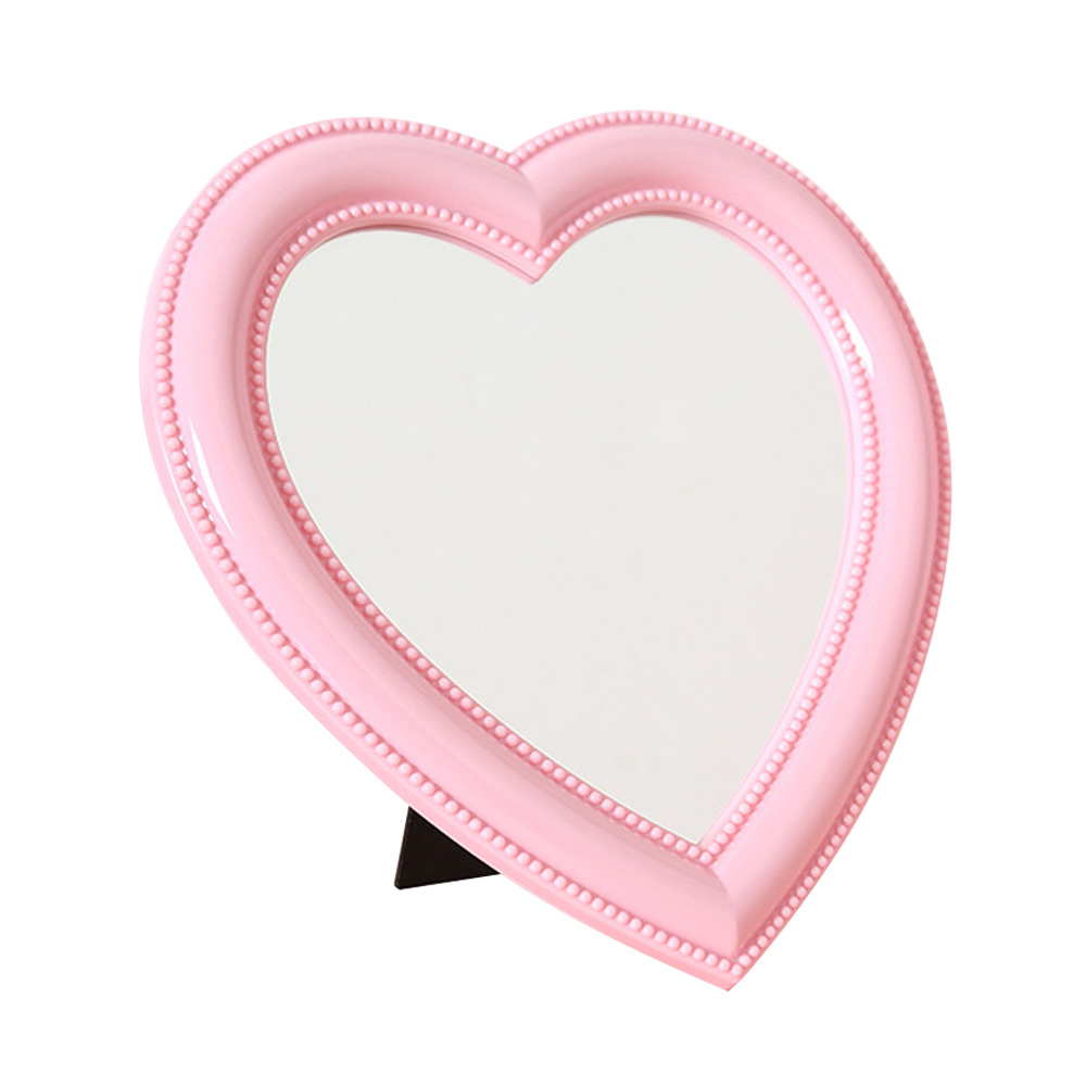 ZHUAFENGXI Gift Cute Desktop Wall hanging Makeup Mirror Cosmetic Mirror Heart Shaped Handheld