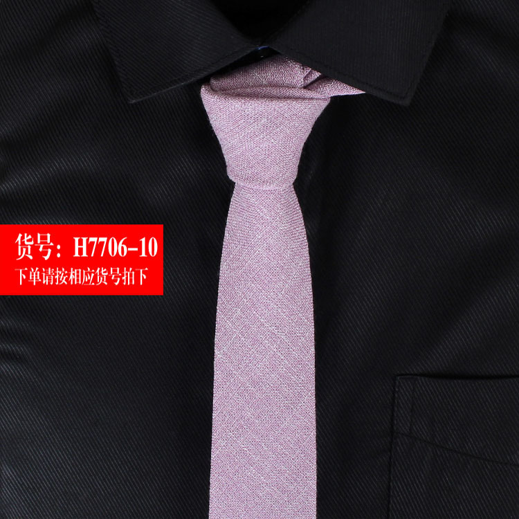 Mens Tie Narrow Version of Cotton and Linen Necktie Male 6cm Formal Wear Business Casual Professional Work Check Father