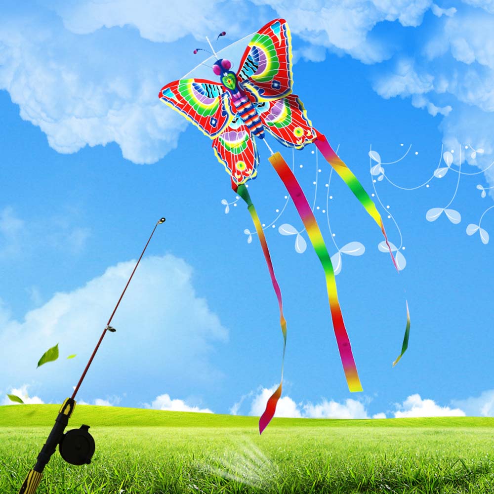 OPHOKJK สนุกบิน Gadget สวนของเล่นแบบโต้ตอบบินง่าย Bee ปลาผีเสื้อยาว Tail Kite Flying Bird Kite กลางแจ้งกีฬาว่าว Kids Toys