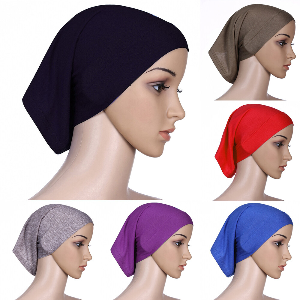 JIAWEIS Wrap ใหม่ล่าสุดยืด Hijab ผ้าพันคอผ้าฝ้ายมะเร็งผ้าโพกหัวมุสลิมผ้าพันคอหมวกมุสลิมผ้าพันหัว Headwrap
