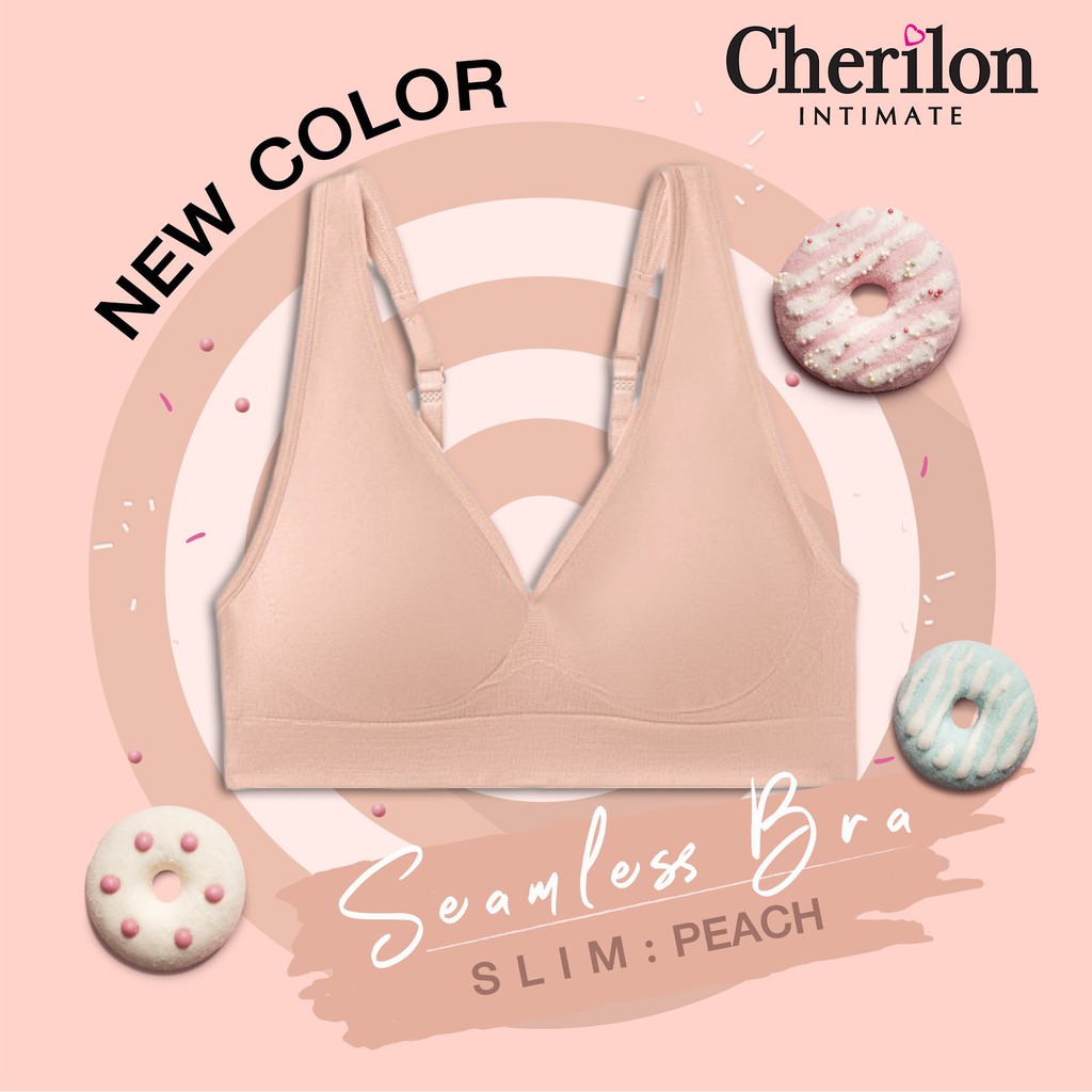 [สุดคุ้ม 4 ตัว] Cherilon Slim Bra เชอรีล่อน เสื้อชั้นใน บราไร้โครง คอวี กว้างเพรียว อก เก็บทรง 10 สี NIC-TSBRA7 (4 P)
