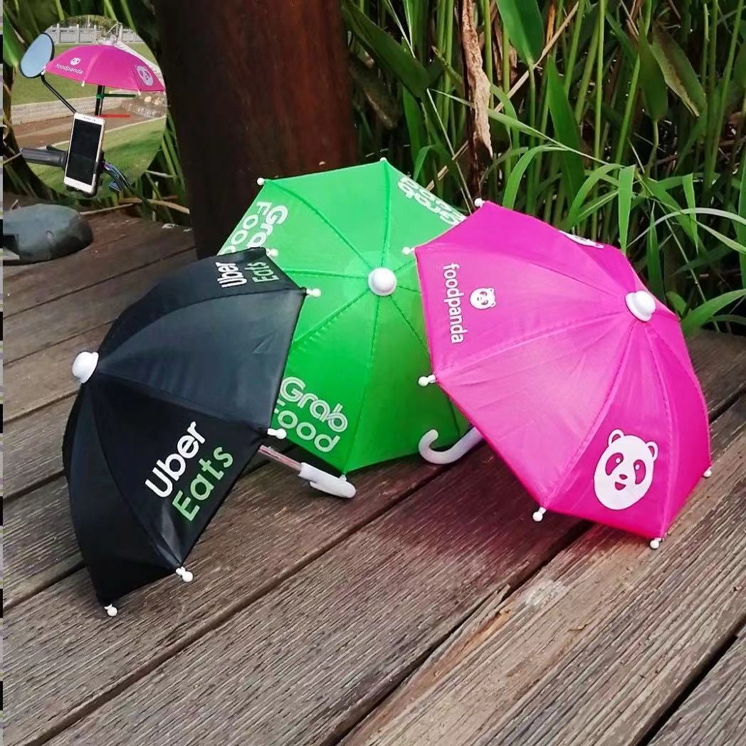 กันฝน‼ ป้องกัน UV! !เป็นที่นิยมมาก ! ️ foodpanda，Grabfood มือถือร่มมินิ ร่มมอเตอร์ไซค์（3 สี）