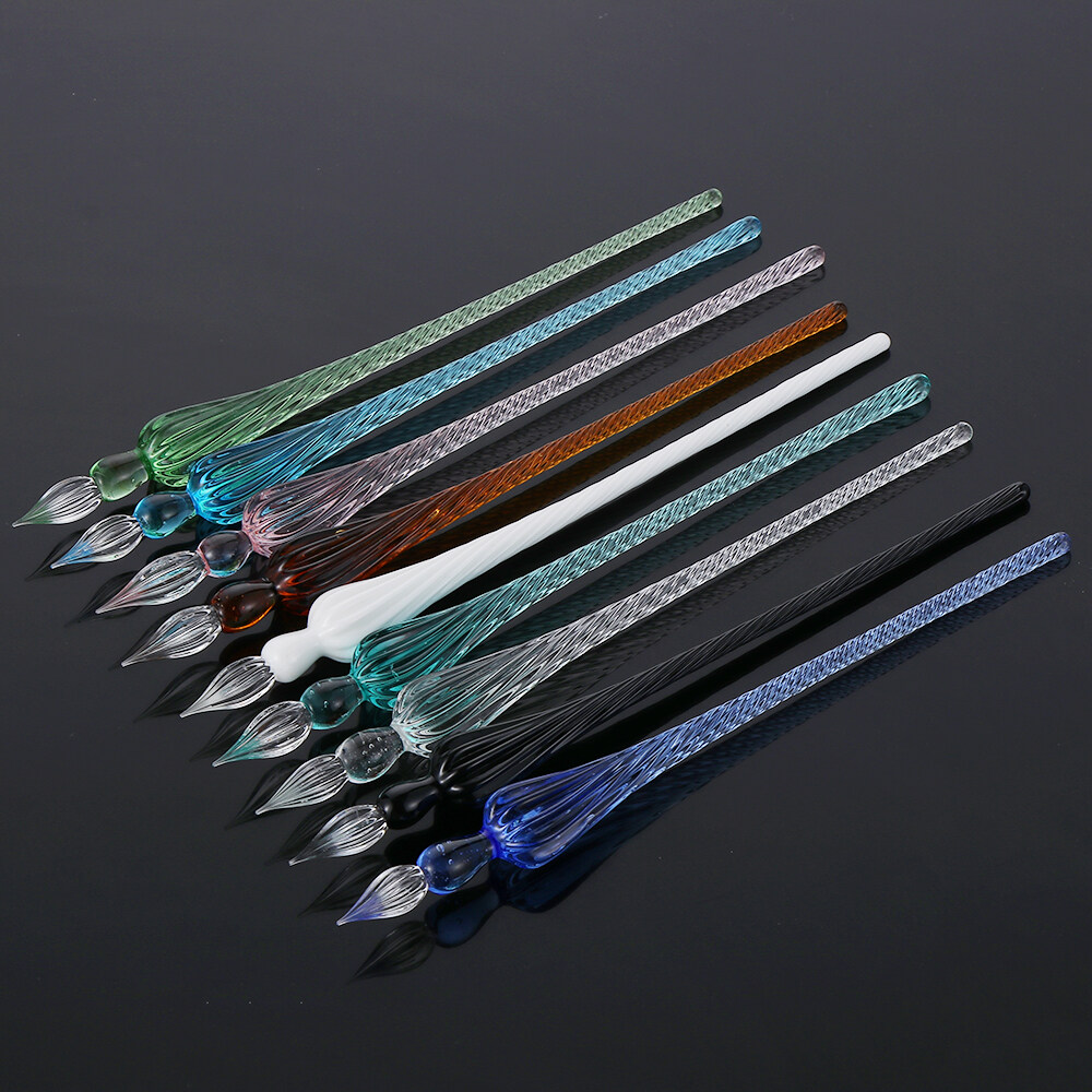 MENGLIANG 1PC Vintage Dipping Signature Writing Fountain Pen Painting Supplies Glass Dip Pen Filling Ink
