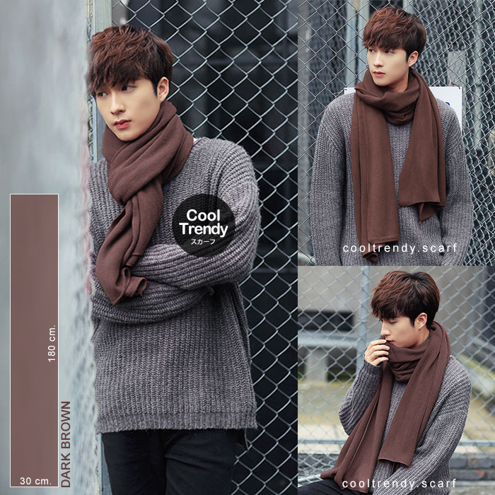 Cherish ผ้าพันคอไหมพรม ผ้าพันคอแฟชั่น ผ้าพันคอเกาหลี (long winter scarf) 180x30 cm.